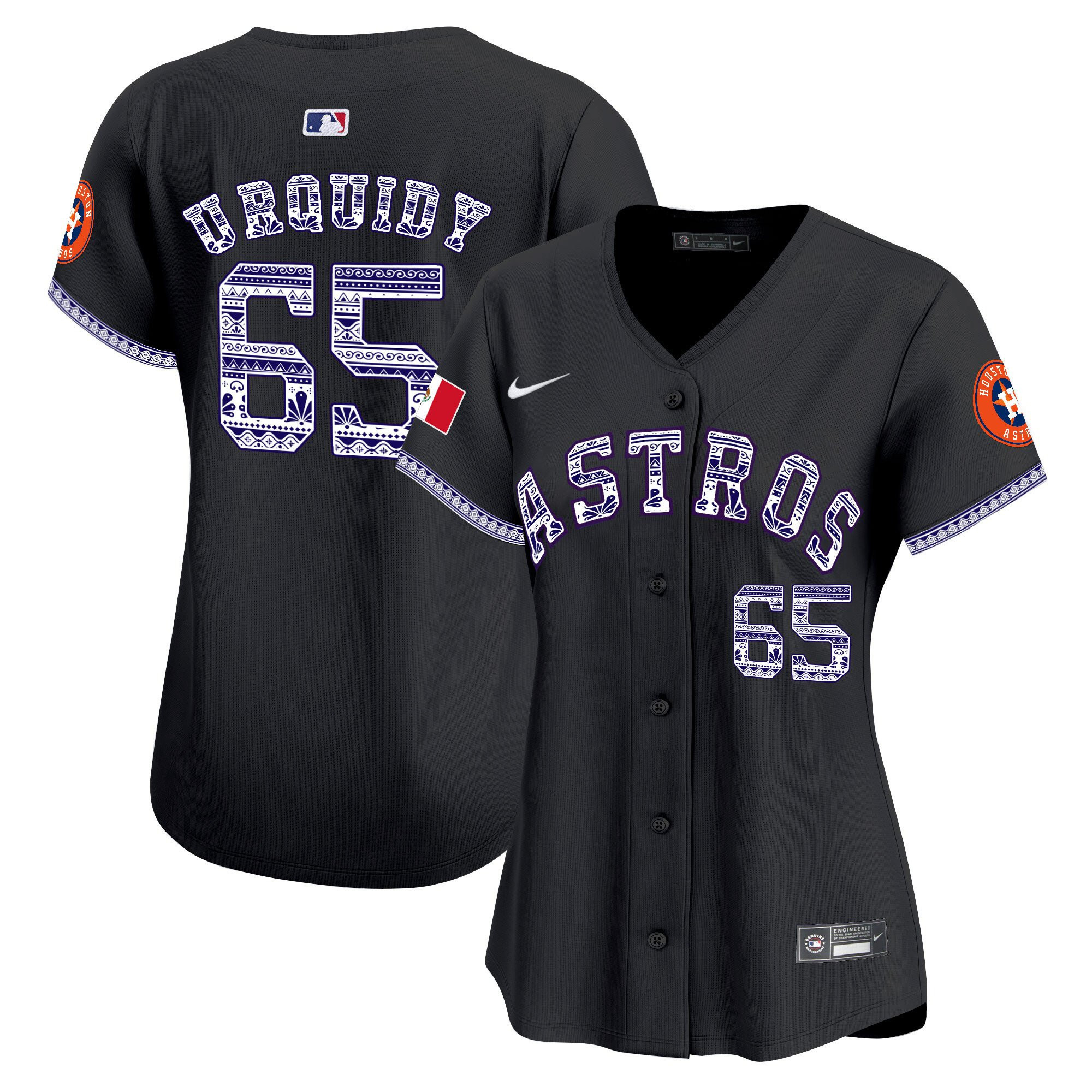 Jose Urquidy 65 Houston Astros Mexico Women Baseball Jersey - Black 