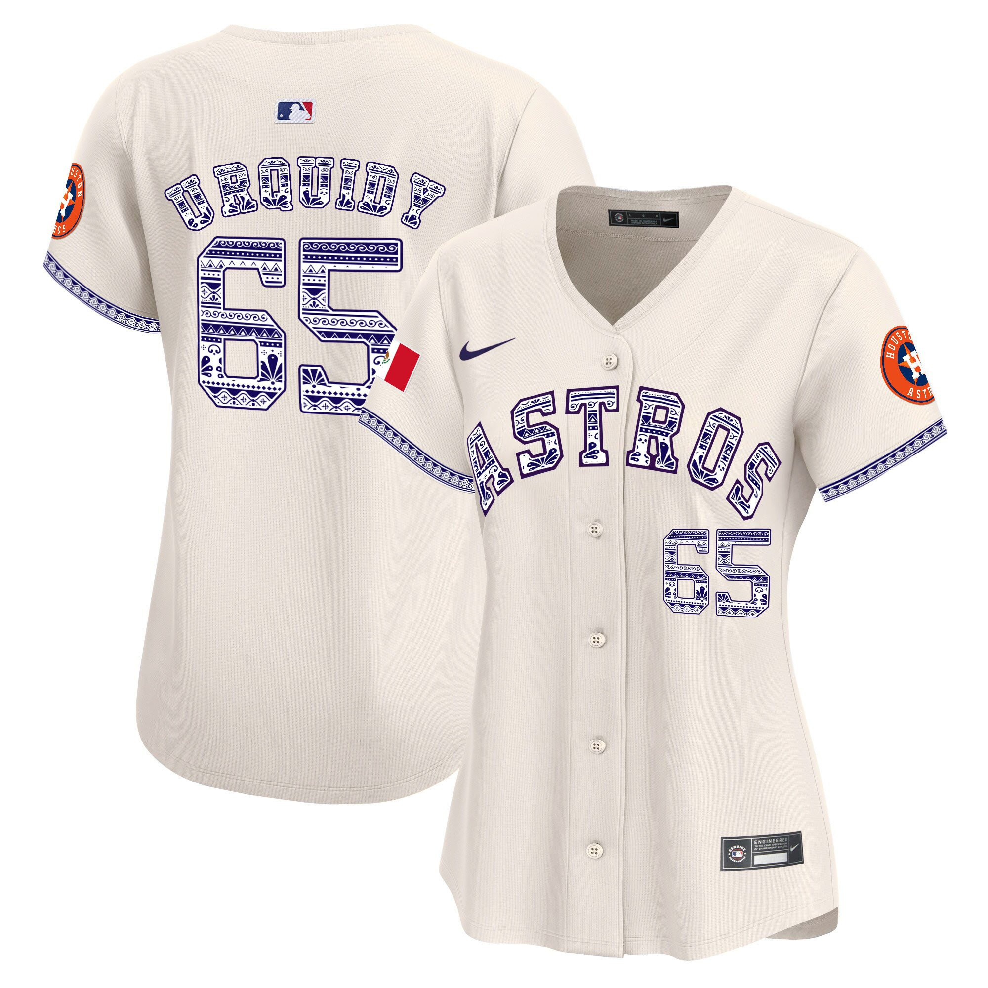 Jose Urquidy 65 Houston Astros Mexico Women Baseball Jersey - Cream 