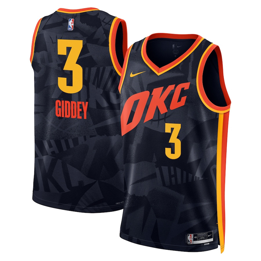 Josh Giddey 3 Oklahoma City Thunder 2023/24 City Edition Swingman Basketball Jersey - Navy - JS683 