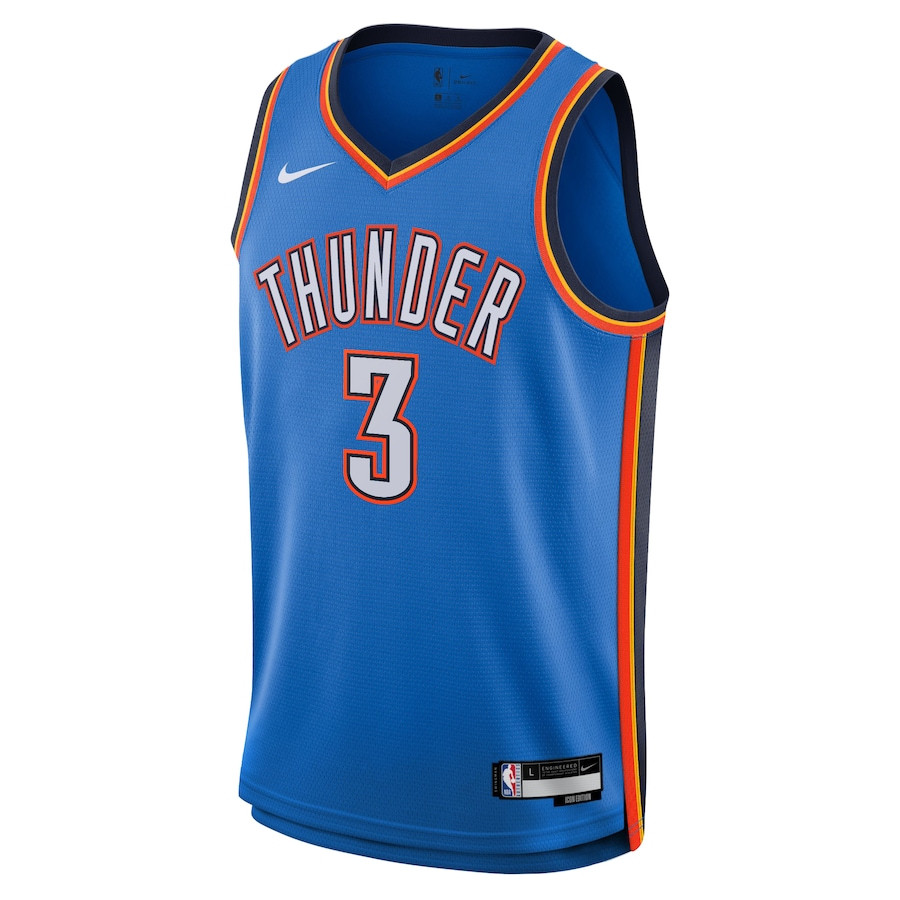 Alternative view of Josh Giddey 3 Oklahoma City Thunder Unisex Swingman Basketball Jersey - Icon Edition - Blue - JS474 