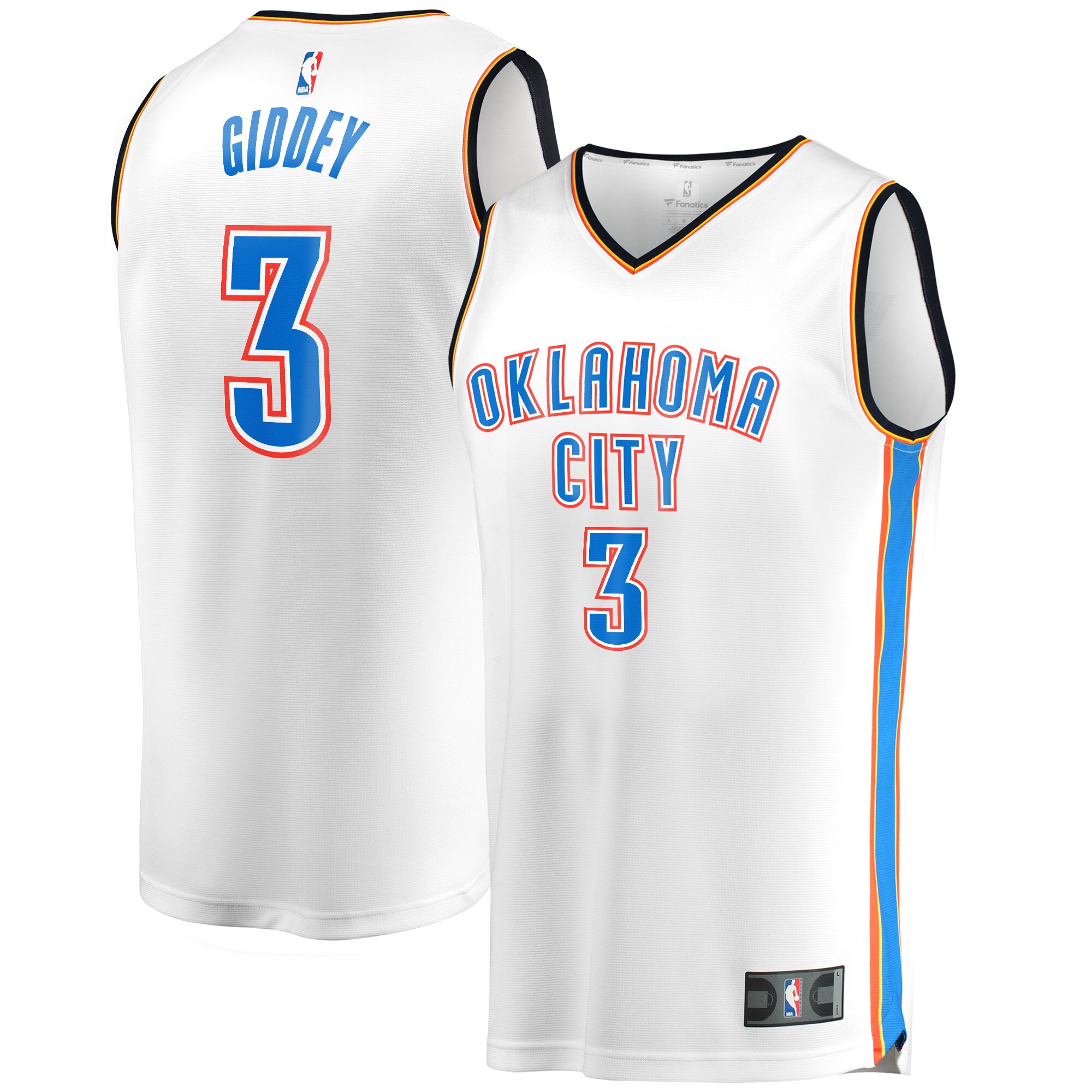 Alternative view of Josh Giddey Oklahoma City Thunder Fanatics Branded Fast Break Replica Basketball Jersey - Association Edition - White