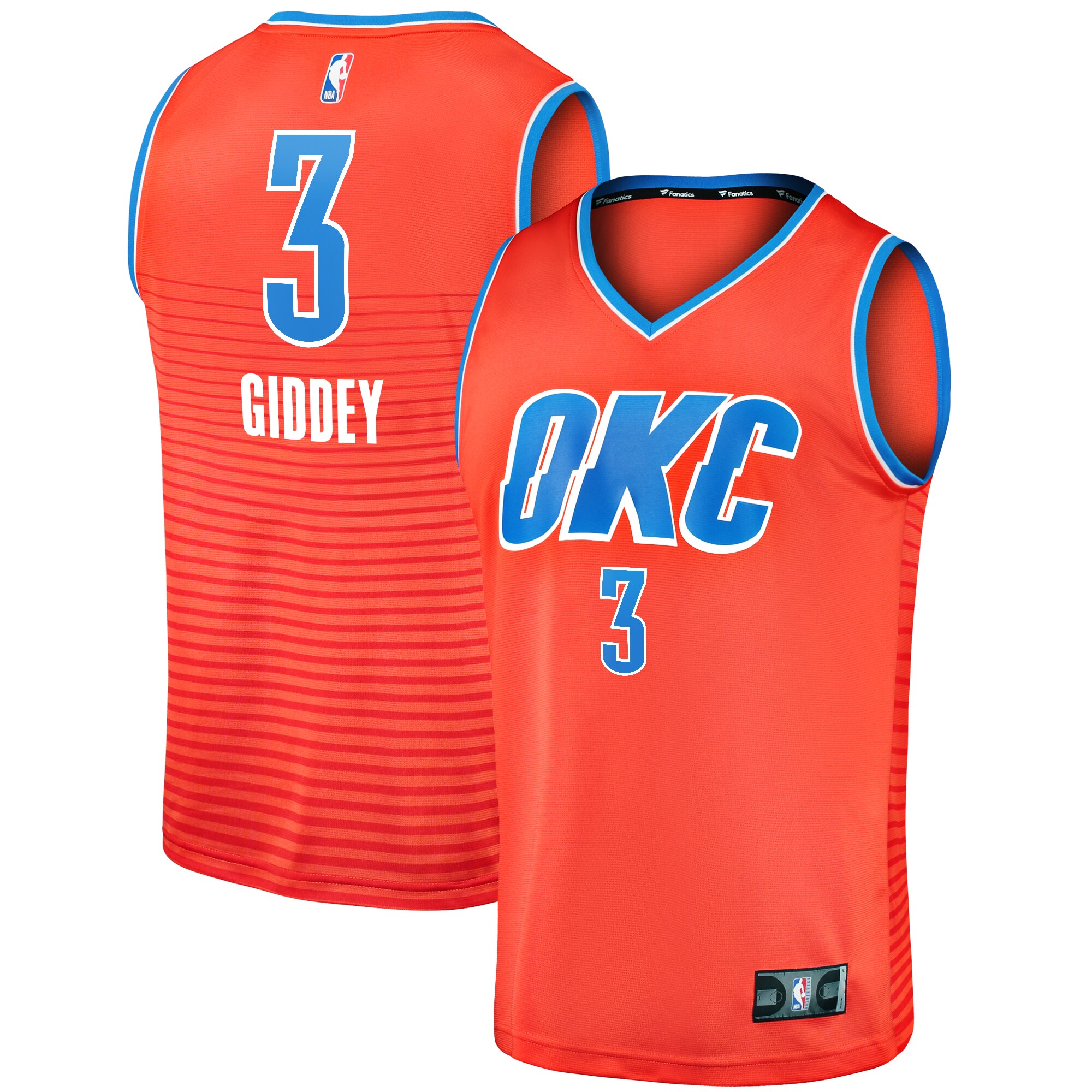 Alternative view of Josh Giddey Oklahoma City Thunder Fanatics Branded Fast Break Replica Player Basketball Jersey - Statement Edition - Orange