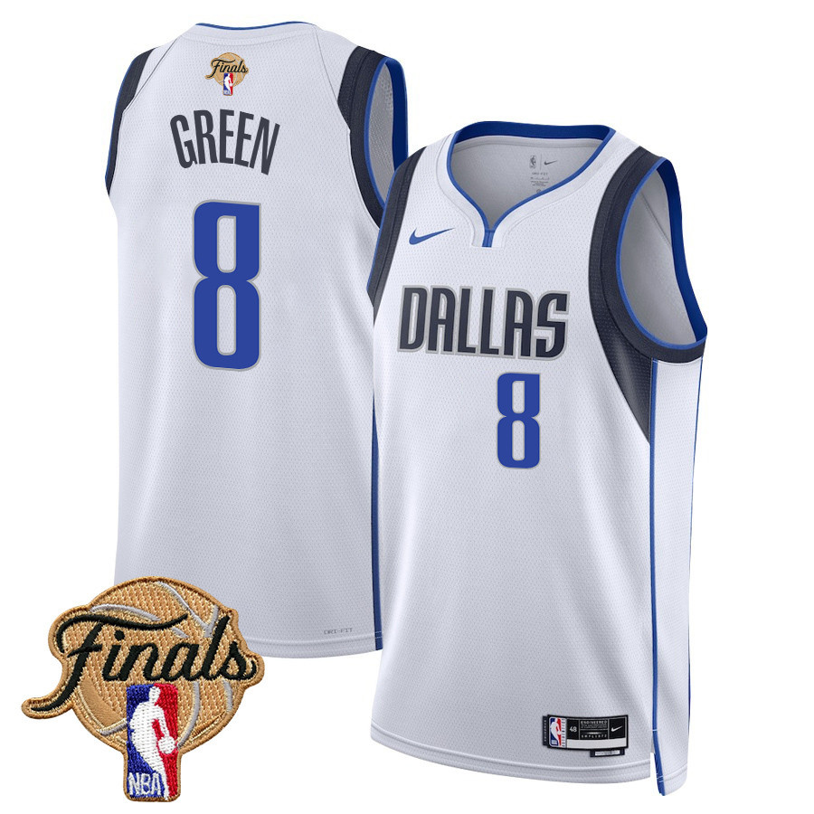 Josh Green 8 Dallas Mavericks 2024 FINALS PATCH Swingman Basketball Jersey - Association Edition - White - JS898 