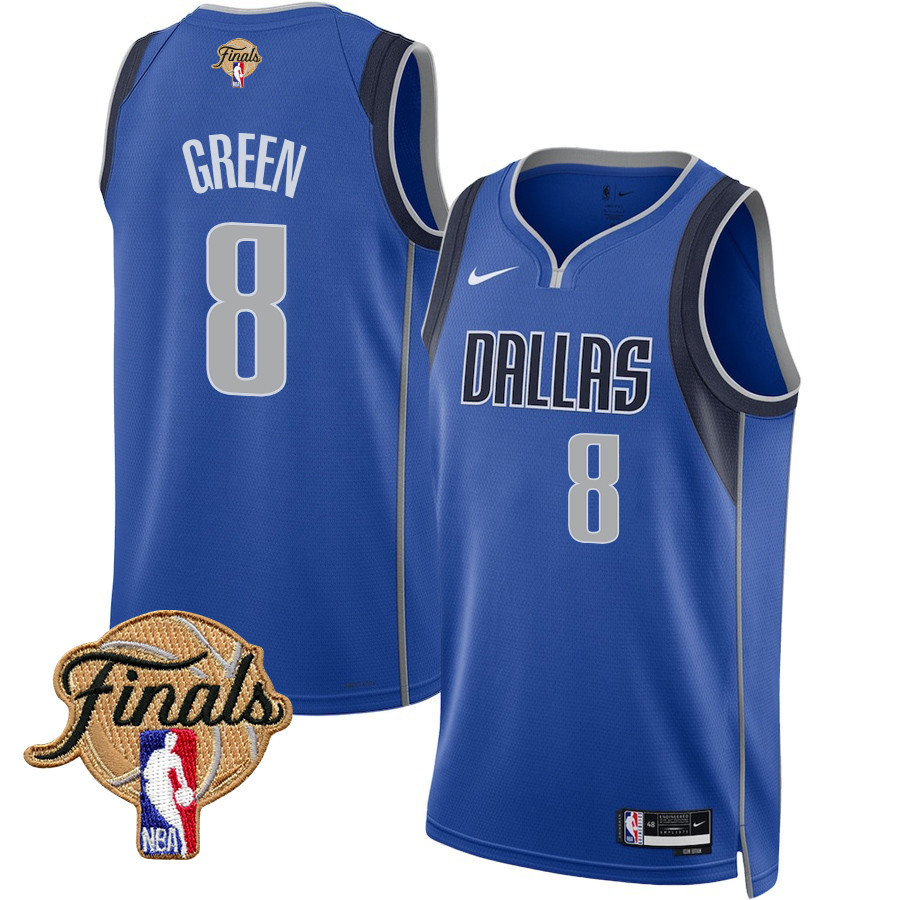 Josh Green 8 Dallas Mavericks 2024 FINALS PATCH Swingman Basketball Jersey - Icon Edition - Blue - JS195 