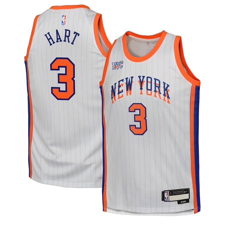 Josh Hart 3 New York Knicks 2024/25 Swingman Player YOUTH Basketball Jersey - City Edition - White - JS139 