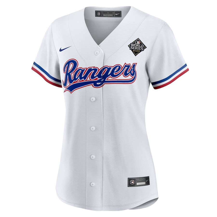 Alternative view of Josh Jung 6 Texas Rangers 2023 World Series Women Baseball Jersey - White - JS365 