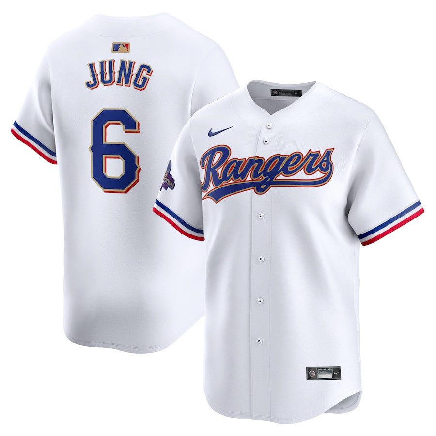 Josh Jung 6 Texas Rangers 2024 Gold Collection Limited Baseball Jersey - White - JS670 
