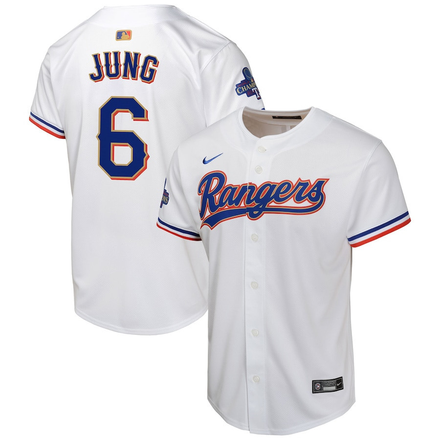 Josh Jung 6 Texas Rangers 2024 YOUTH Gold Collection Limited Jersey - White - JS303 
