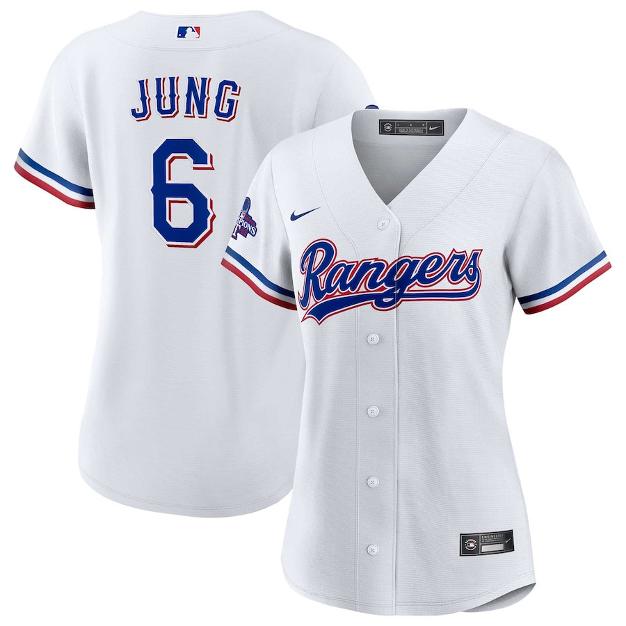 Josh Jung 6 Texas Rangers Home 2023 World Series Champions Women Jersey - White - JS891 