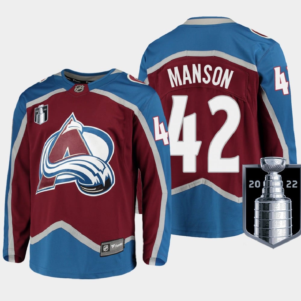 Josh Manson 42 Colorado Avalanche 2022 Stanley Cup Finals Burgundy Home Hockey Jersey - JS234 