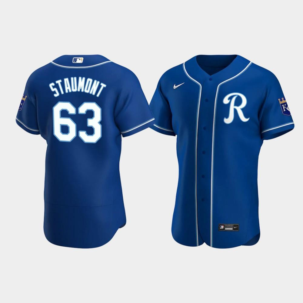 Josh Staumont 63 Kansas City Royals Team Logo Royal Alternate Baseball Jersey Baseball Jersey 