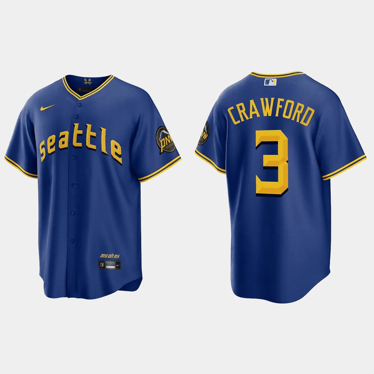 J.P. Crawford 3 Seattle Mariners 2023 City Connect Game Baseball Jersey - Royal 