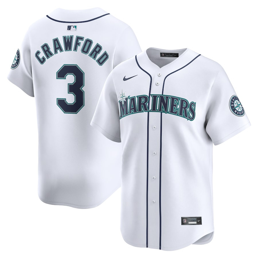 J.P. Crawford 3 Seattle Mariners Home Limited Player Men Baseball Jersey - White 