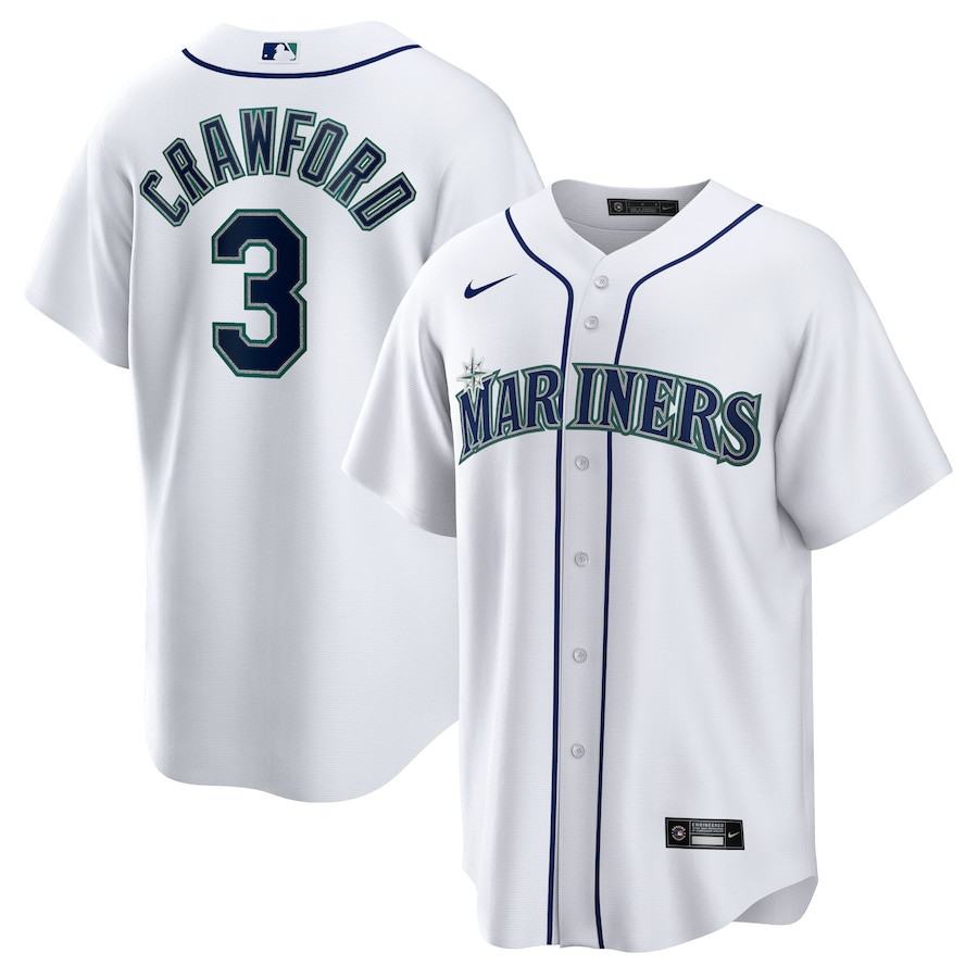 JP Crawford 3 Seattle Mariners Home Men Baseball Jersey - White 