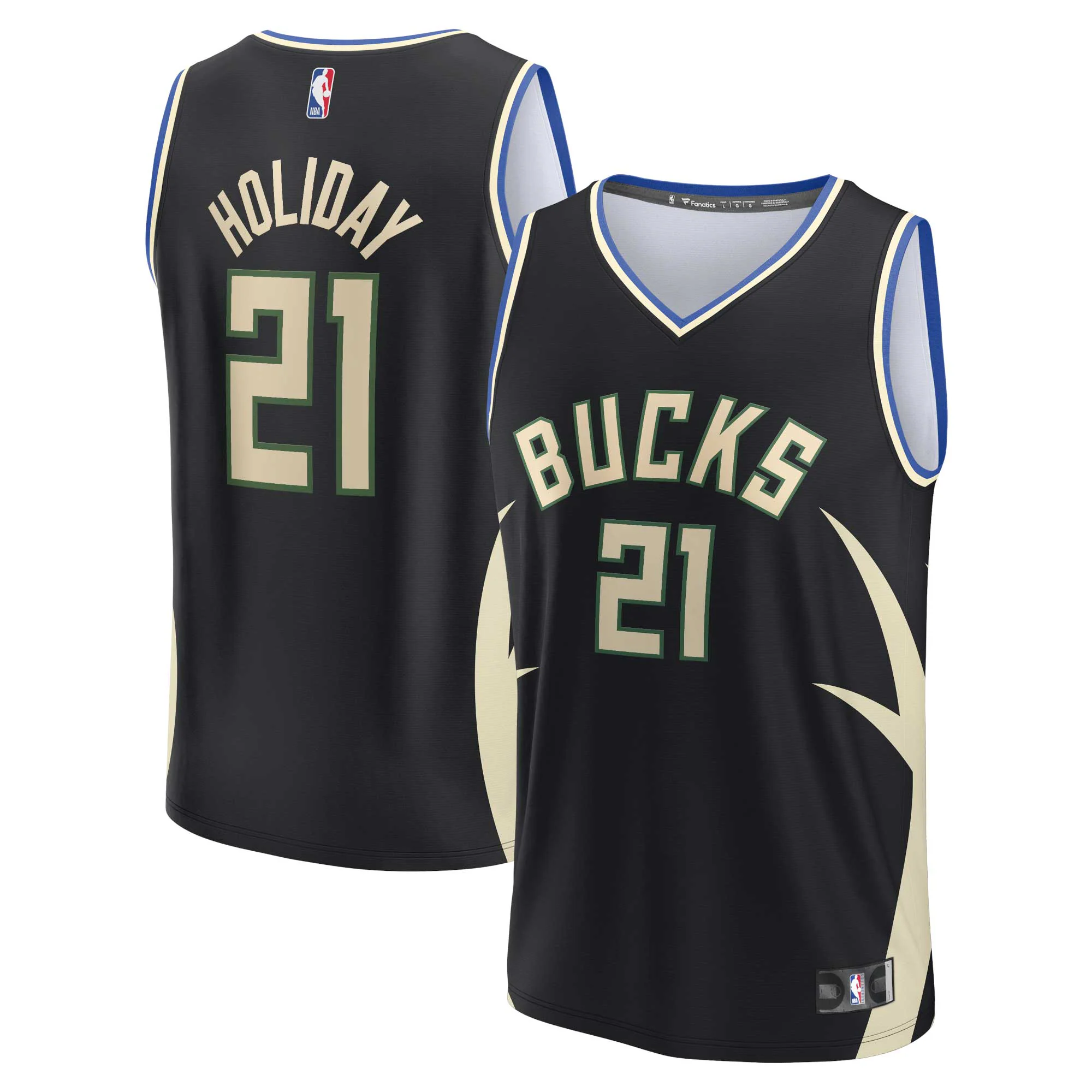 Jrue Holiday Milwaukee Bucks Fanatics Branded Fast Break Replica Player Basketball Jersey - Statement Edition - Black