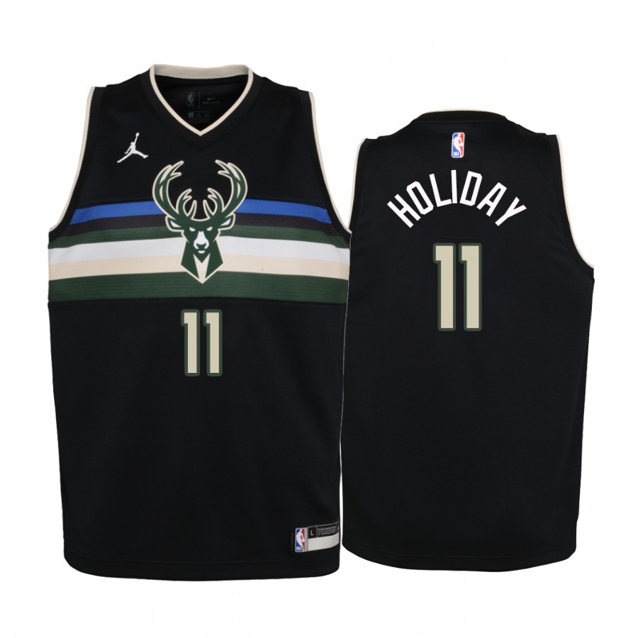 Jrue Holiday Milwaukee Bucks Youth Black Statement Edition Basketball Jersey 2020 Trade