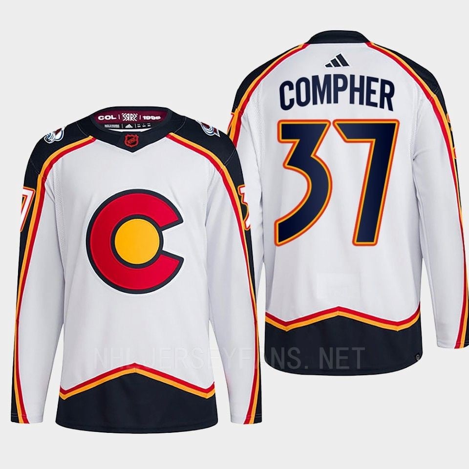 J.T. Compher 37 Reverse Retro 2.0 2022 Colorado Avalanche White Hockey Jersey Primegreen - JS761 