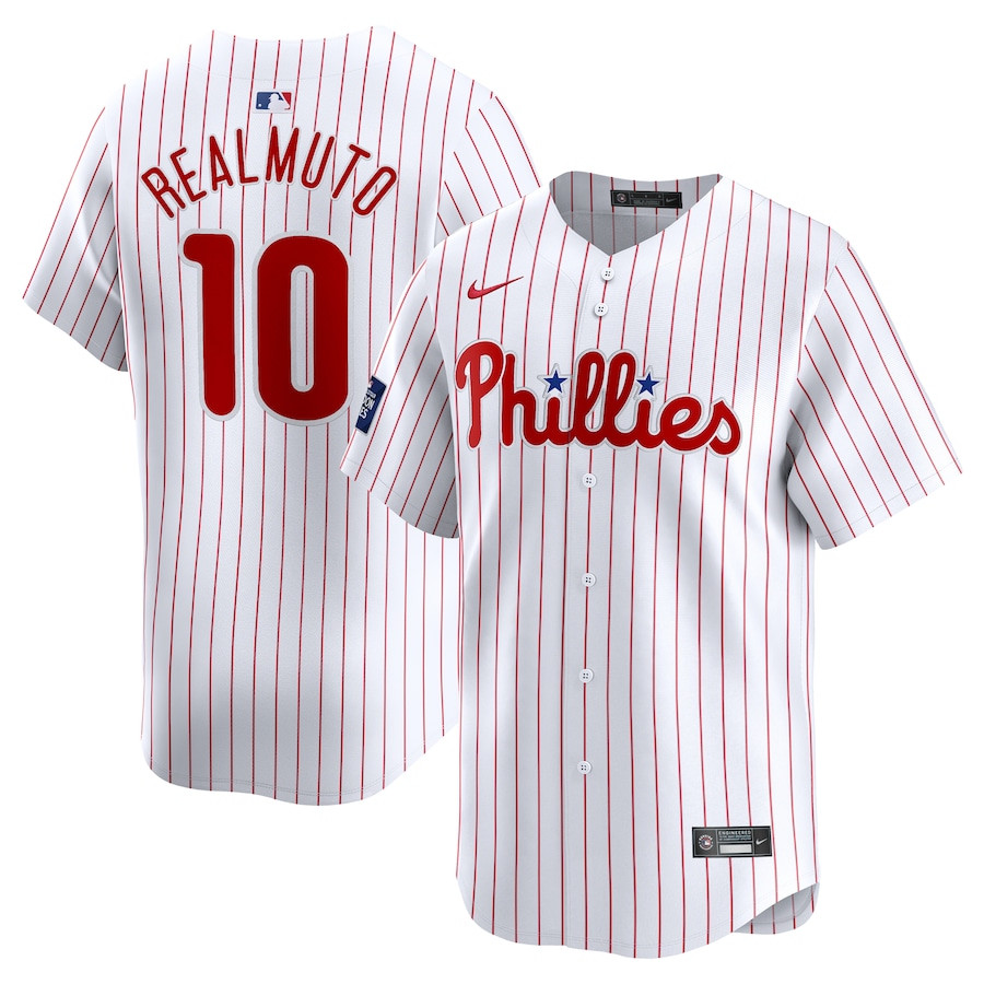 J.T. Realmuto 10 Philadelphia Phillies 2024 MLB World Tour London Series Home Limited Player Men Baseball Jersey - White 