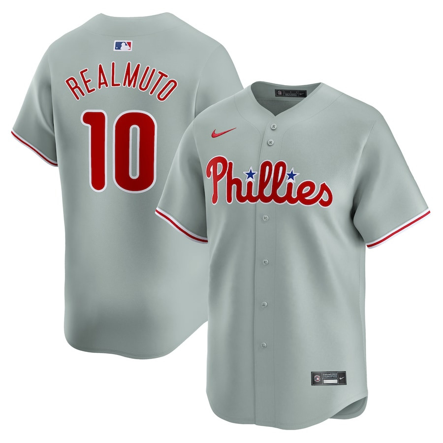 J.T. Realmuto 10 Philadelphia Phillies Away Limited Player Men Baseball Jersey - Gray 