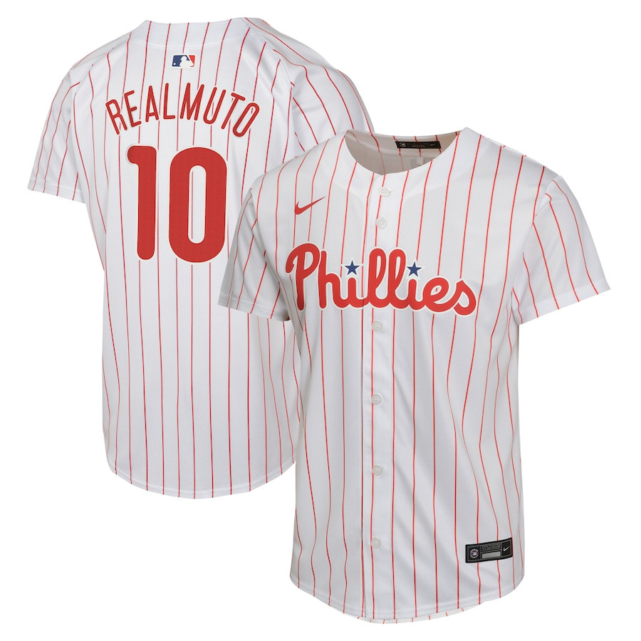 J.T. Realmuto 10 Philadelphia Phillies Home Game Player YOUTH Baseball Jersey - White 