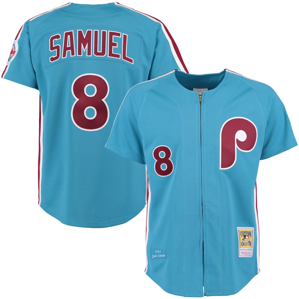 Juan Samuel 1983 Philadelphia Phillies Mitchell & Ness Throwback Baseball Jersey - Light Blue