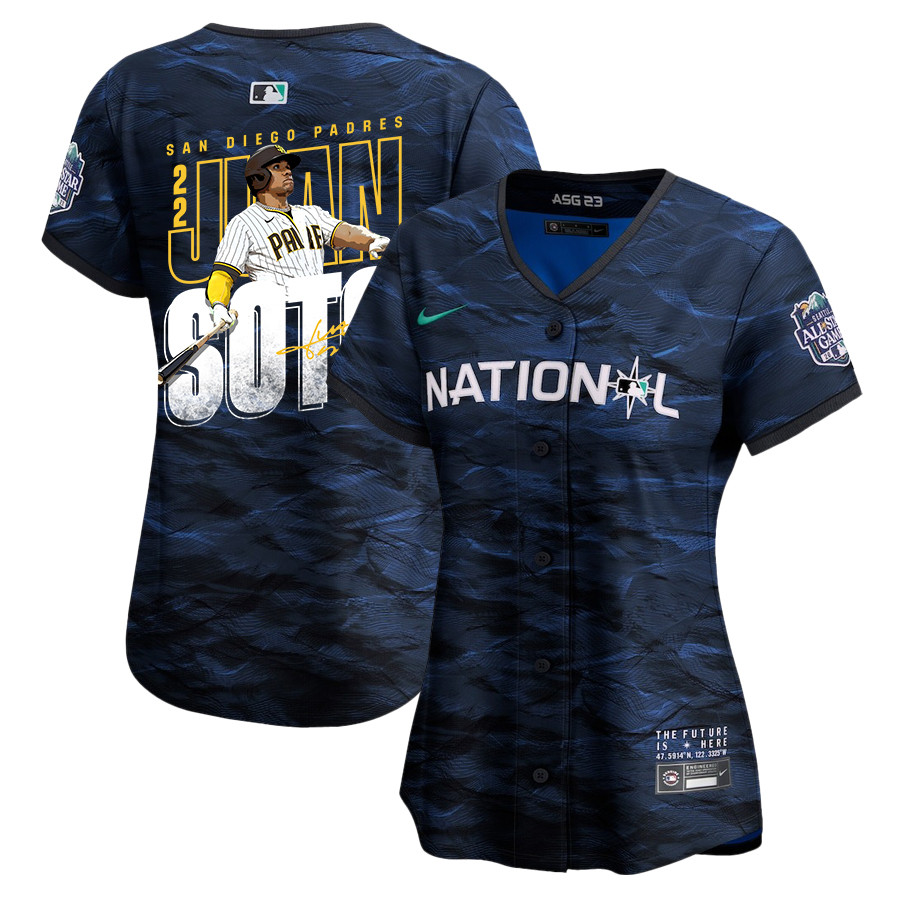 Juan Soto 22 San Diego Padres Signed Posture 2023 All-Star Game Limited Player Women Baseball Jersey - Royal 