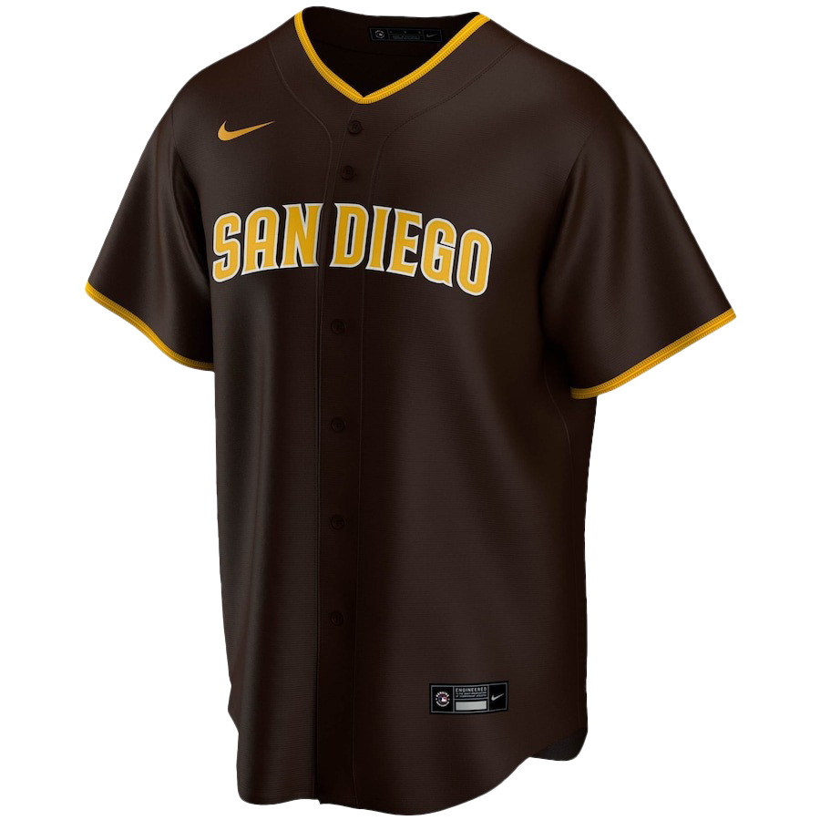 Alternative view of Juan Soto 22 San Diego Padres Signed Posture 2023 Alternate Player Men Baseball Jersey - Brown 