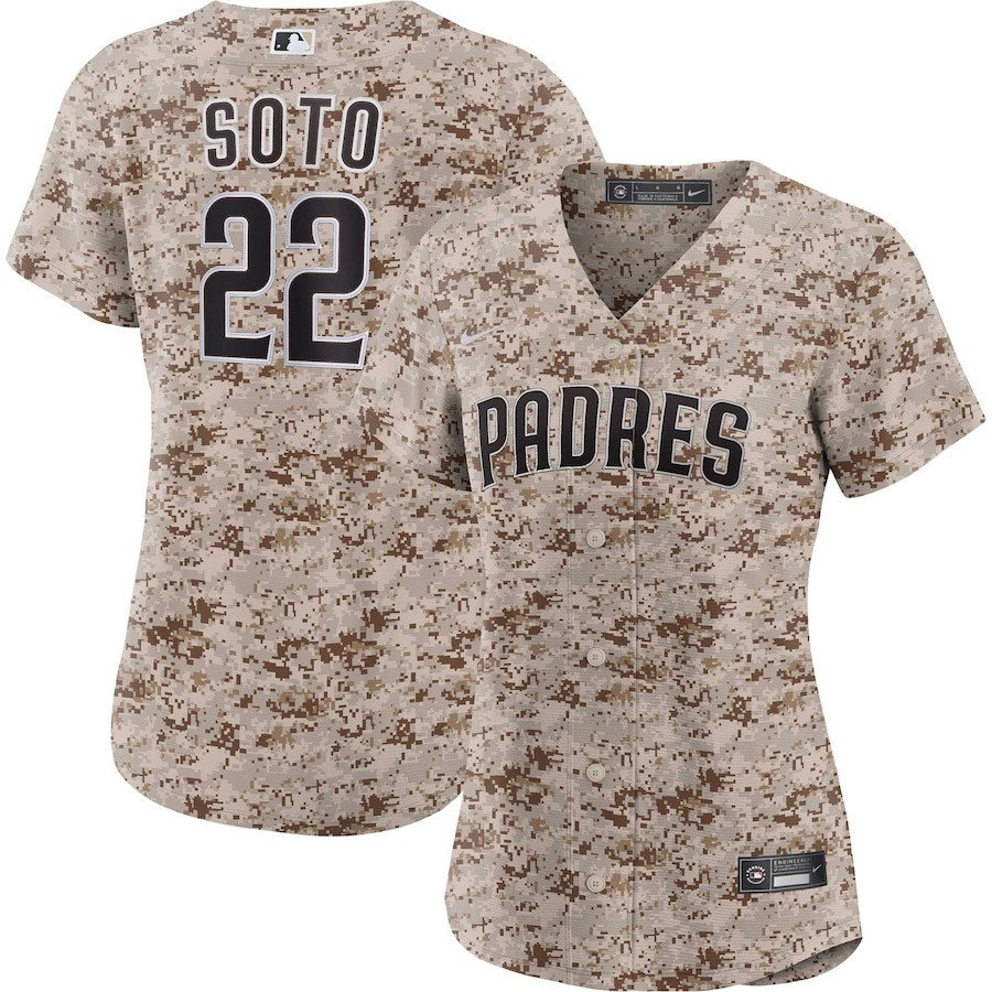 Juan Soto 22 San Diego Padres USMC Alternate Women Baseball Jersey - Camo 