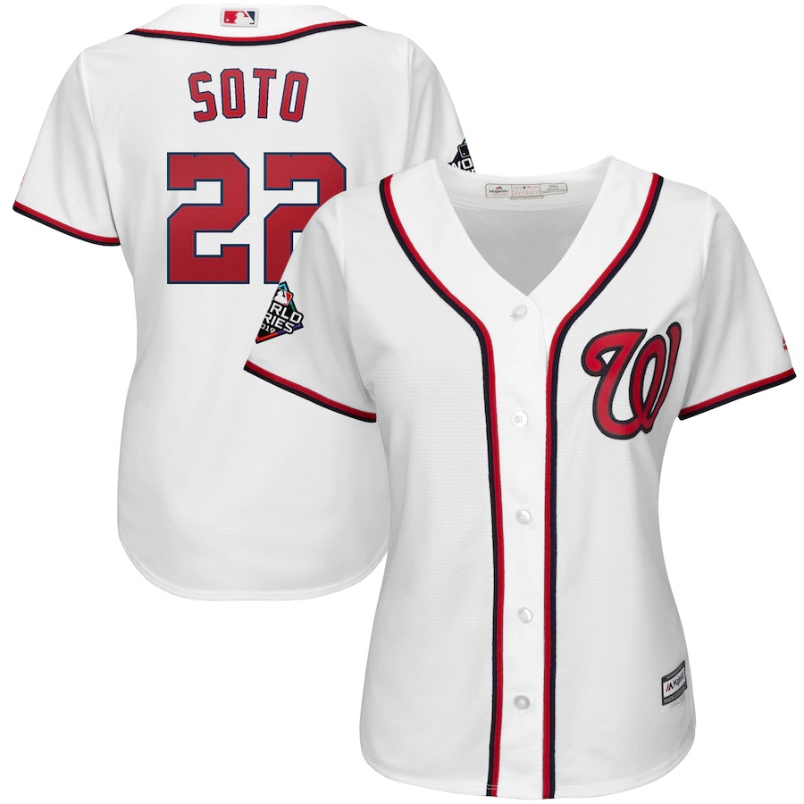 Juan Soto Washington Nationals Majestic Women's 2019 World Series Bound Official Cool Base Player Baseball Jersey - White