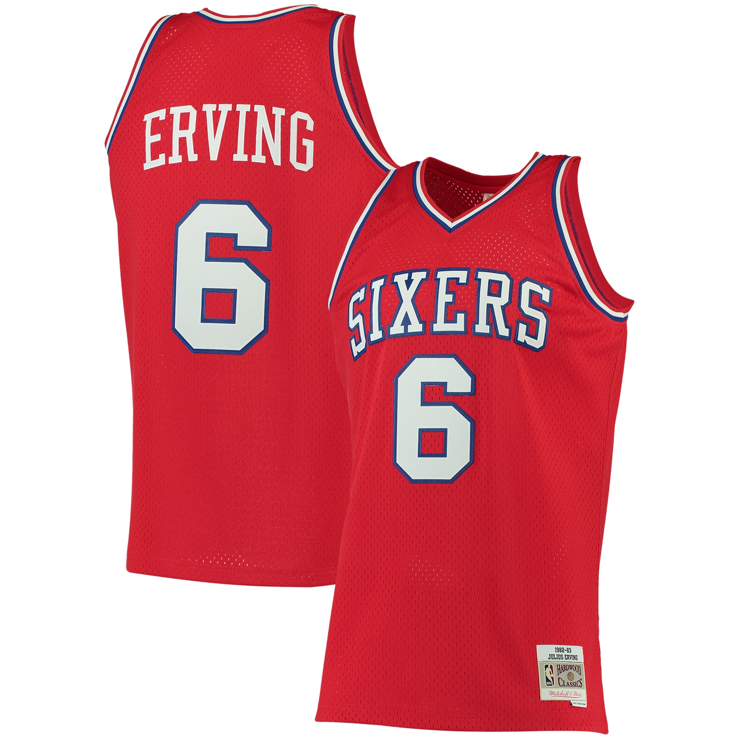 Julius Erving Philadelphia 76ers Mitchell & Ness Big & Tall Hardwood Classics Basketball Jersey - Red