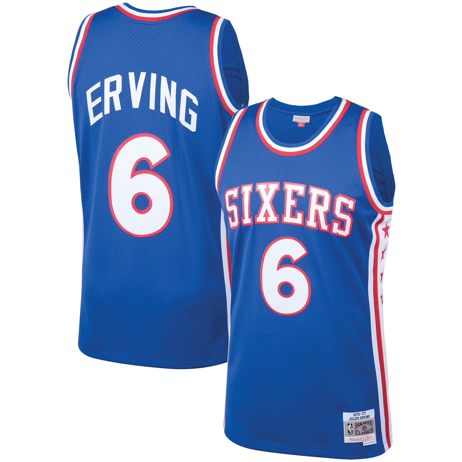 Julius Erving Philadelphia 76ers Mitchell & Ness 1976-77 Hardwood Classics Swingman Player Basketball Jersey - Royal