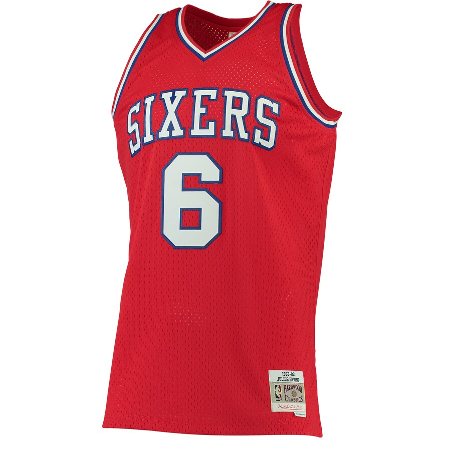 Alternative view of Julius Erving Philadelphia 76ers Mitchell & Ness 1982-83 Hardwood Classics Swingman Basketball Jersey – Red