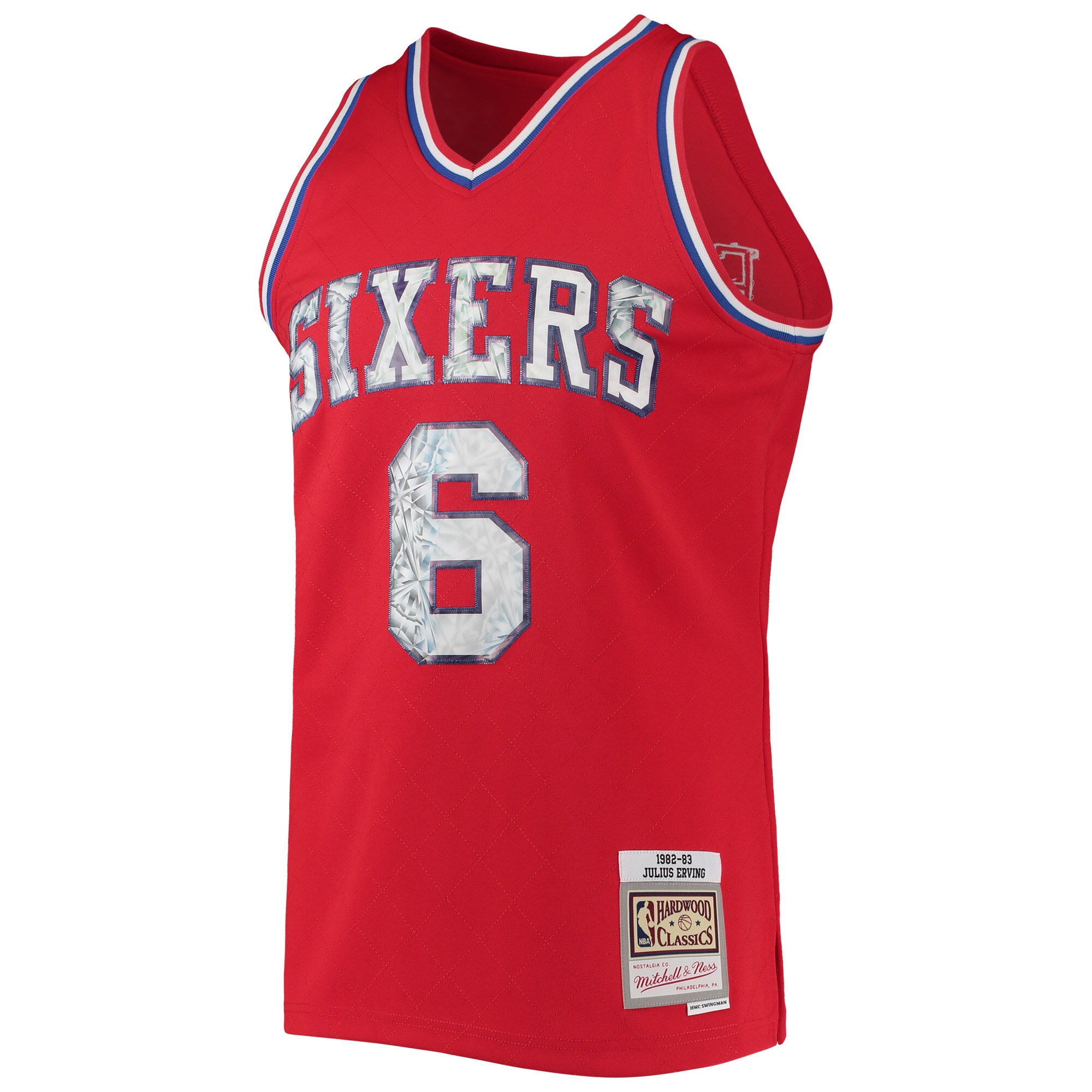 Alternative view of Julius Erving Philadelphia 76ers Mitchell & Ness 1982/83 Hardwood Classics Nba 75th Anniversary Diamond Swingman Basketball Jersey - Red