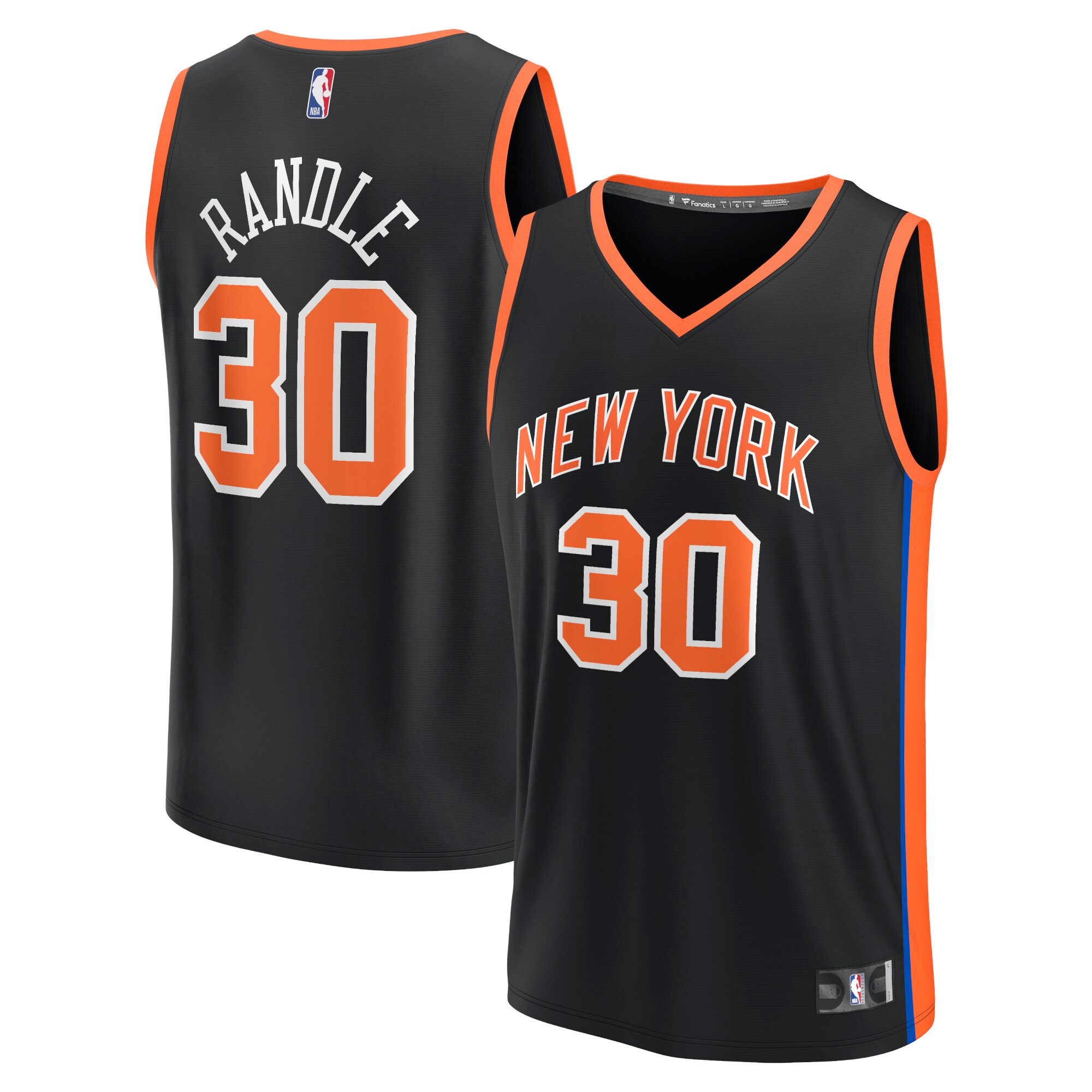 Alternative view of Julius Randle New York Knicks Fanatics Branded 2022/23 Fastbreak Basketball Jersey - City Edition - Black