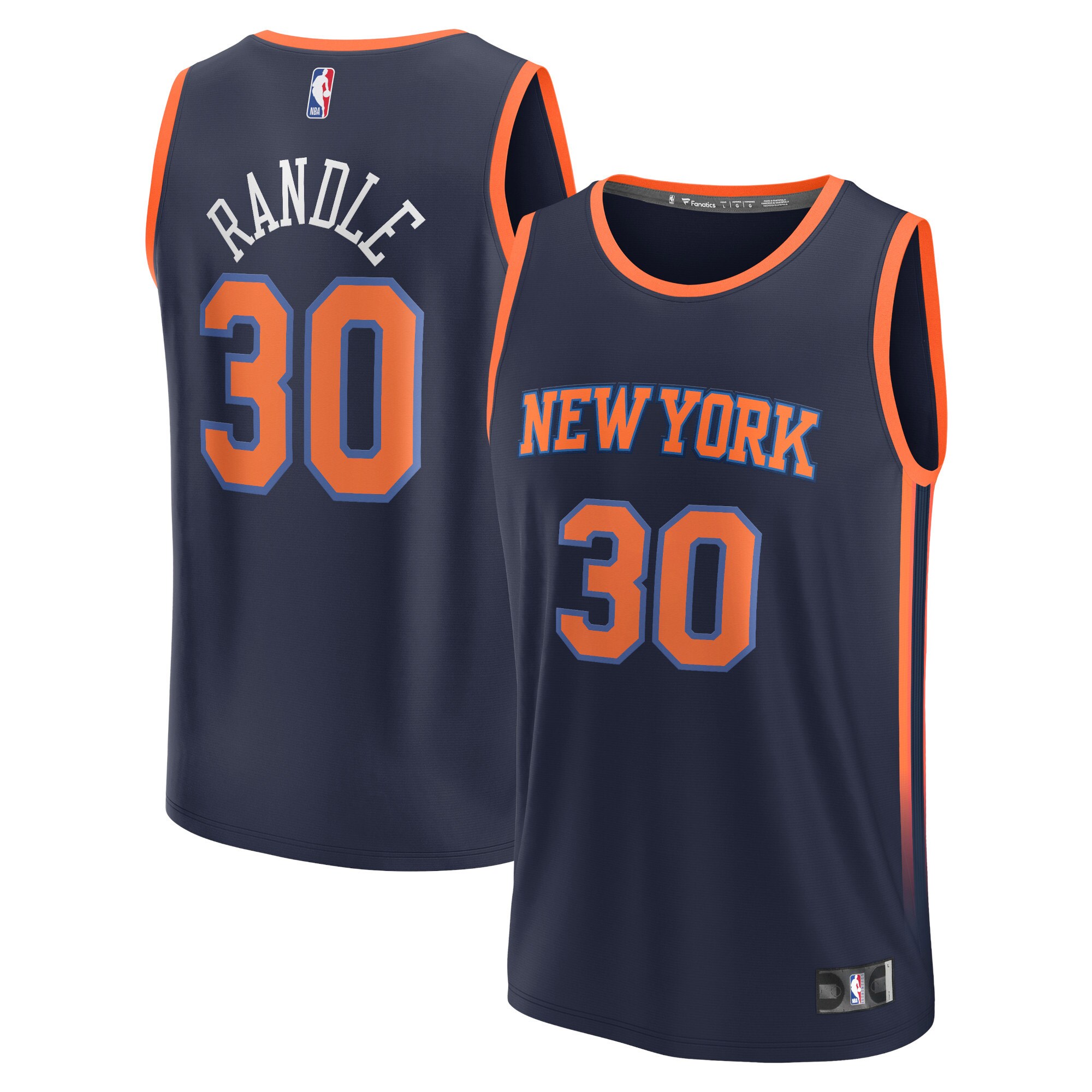 Alternative view of Julius Randle New York Knicks Fanatics Branded Fast Break Replica Player Basketball Jersey - Statement Edition - Navy