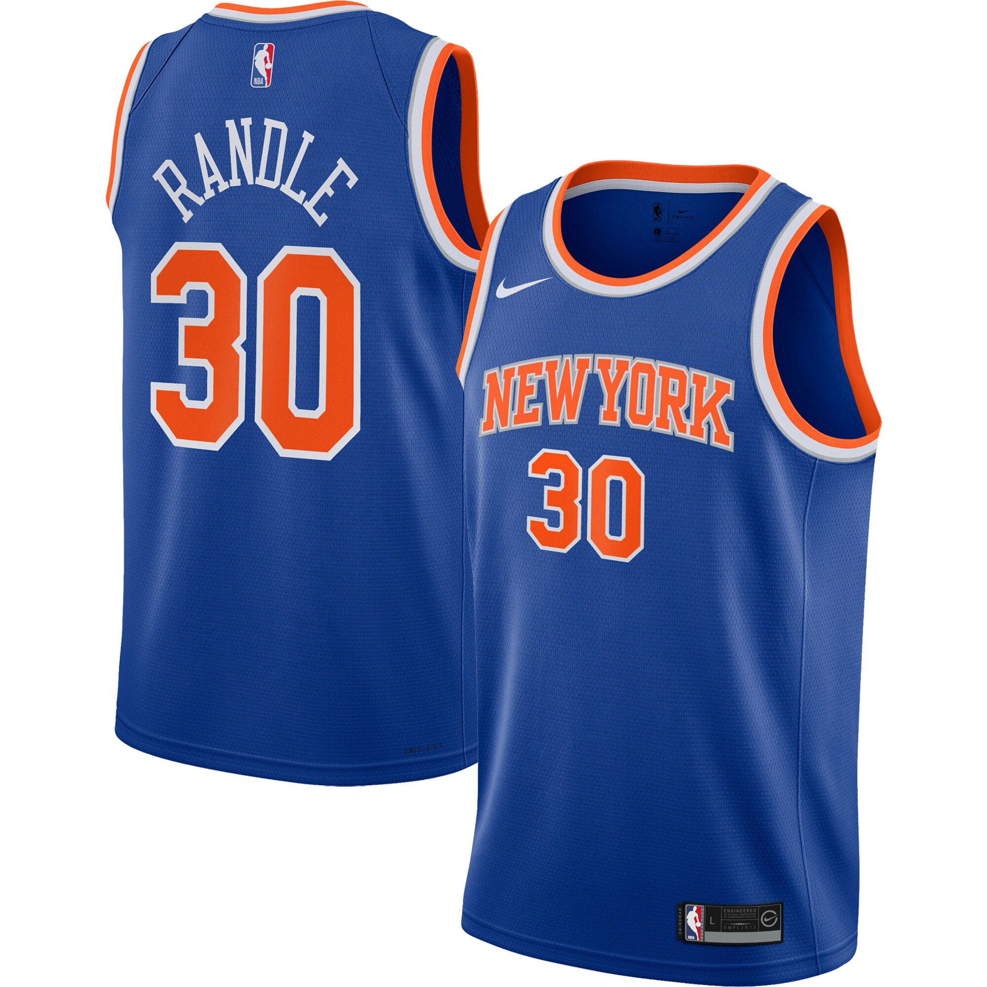 Alternative view of Julius Randle New York Knicks Youth 2021/22 Swingman Basketball Jersey - Icon Edition - Blue