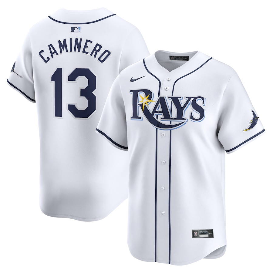 Junior Caminero 13 Tampa Bay Rays Home Limited Men Baseball Jersey - White - JS494 