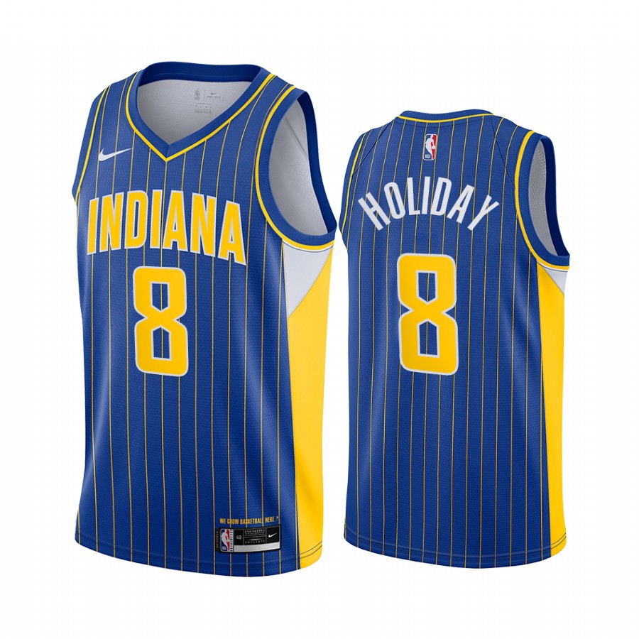 Justin Holiday Indiana Pacers 2020-21 Blue City Edition Basketball Jersey New Uniform