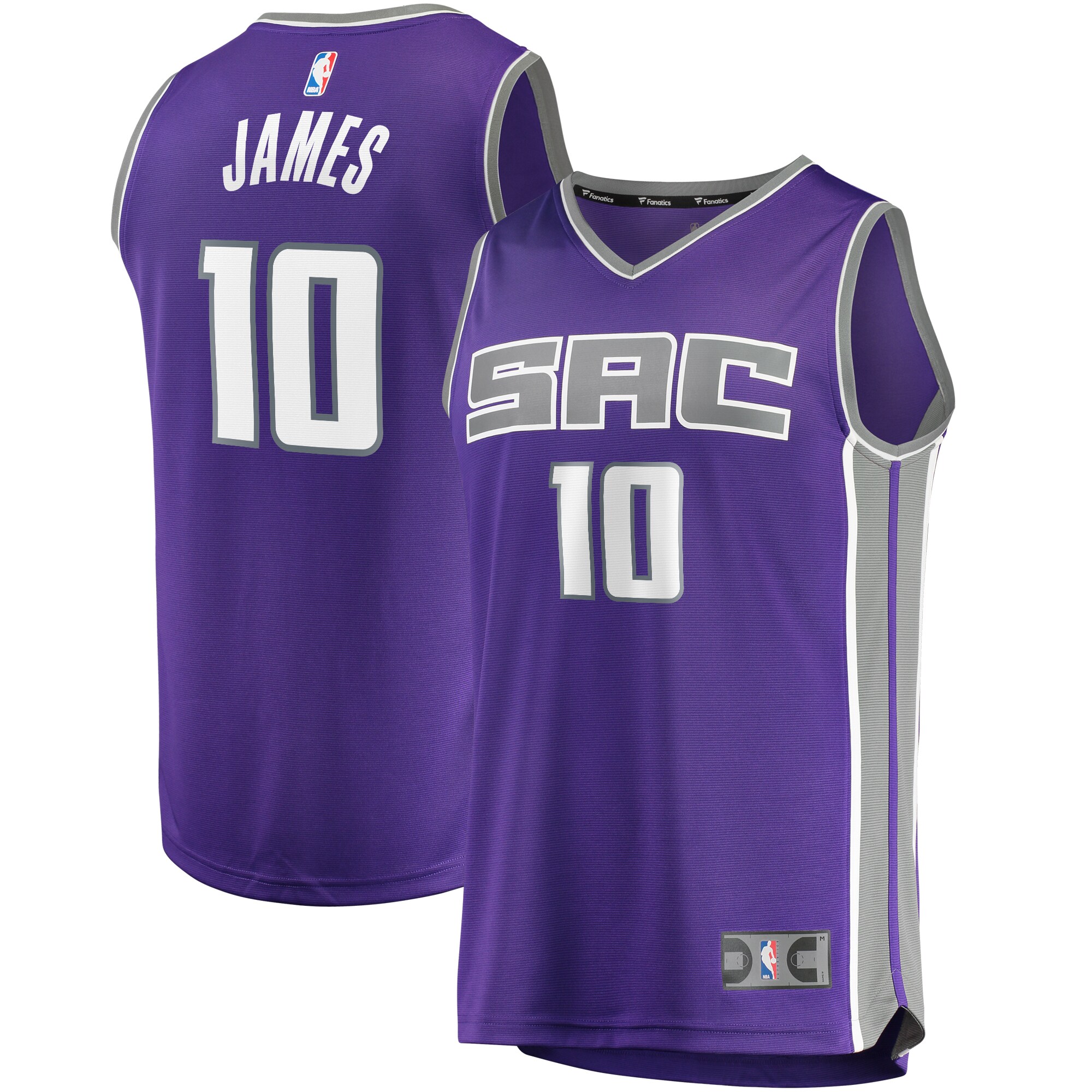 Alternative view of Justin James Sacramento Kings Fanatics Branded Fast Break Replica Basketball Jersey Purple - Icon Edition