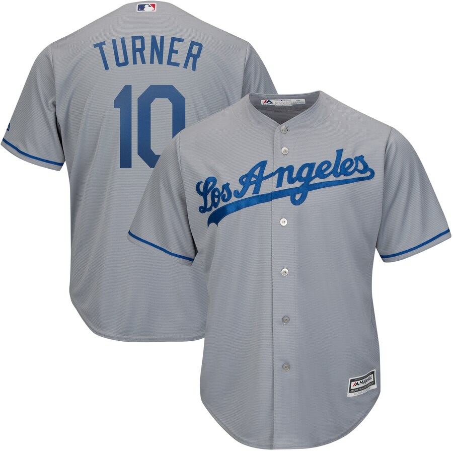 Justin Turner Los Angeles Dodgers Majestic Road Official Cool Base Player Baseball Jersey - Gray