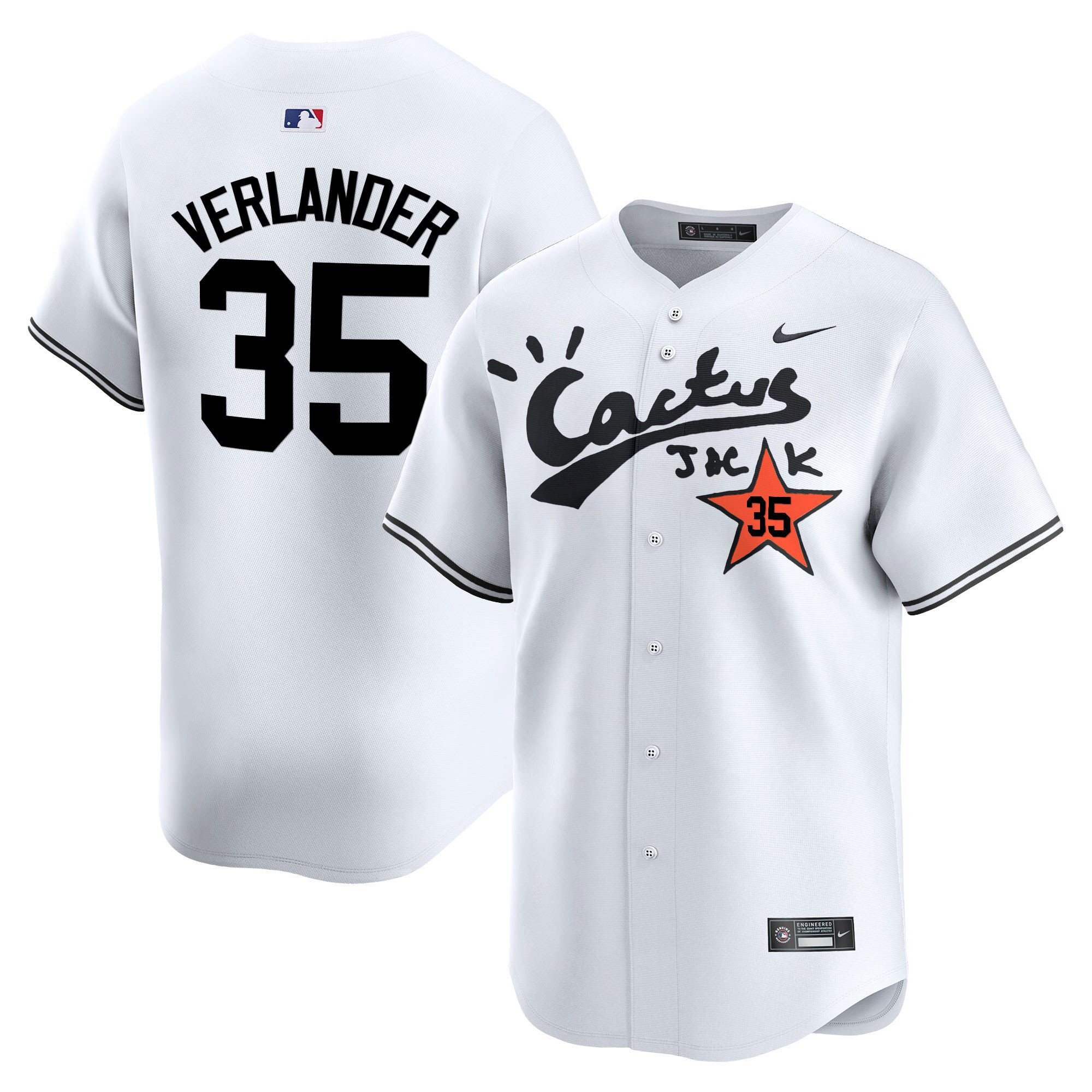 Justin Verlander 35 Houston Astros Cactus Jack White Baseball Jersey V2 - Men