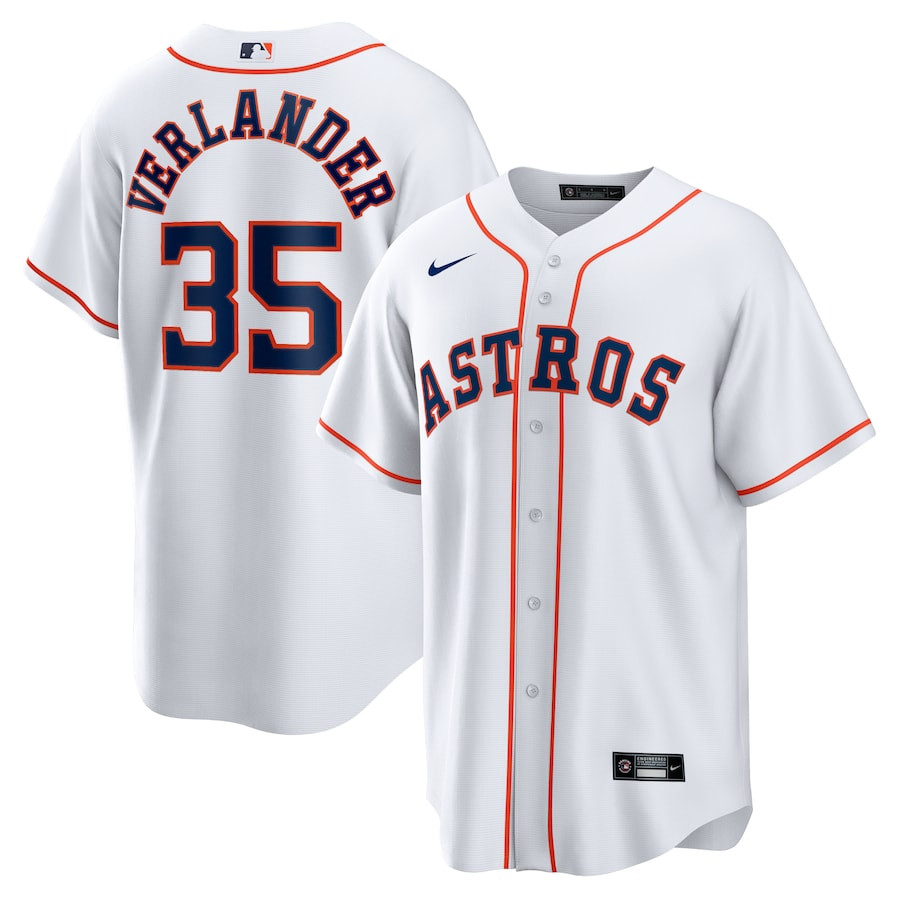 Justin Verlander 35 Houston Astros Home Men Baseball Jersey - White