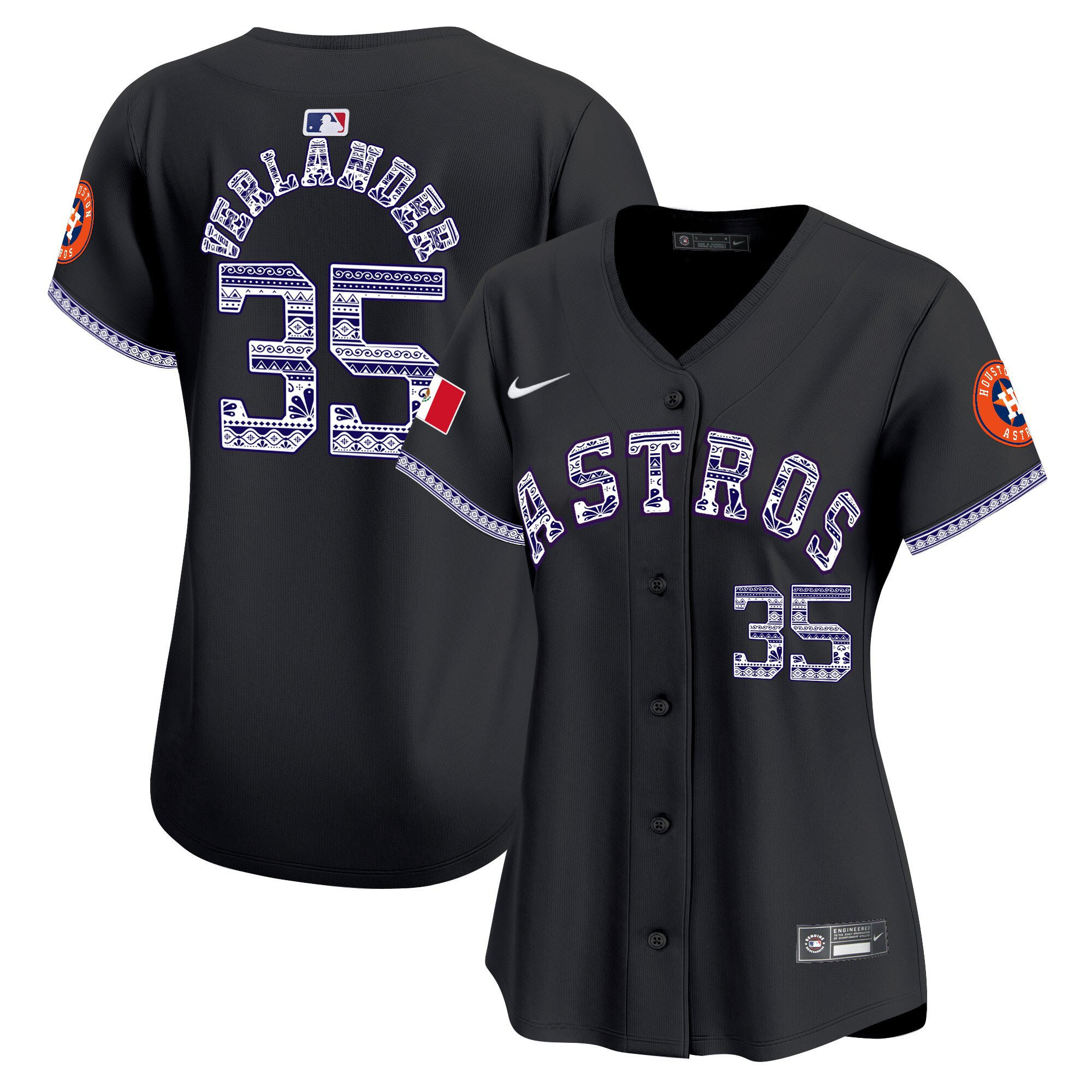 Justin Verlander 35 Houston Astros Mexico Women Baseball Jersey - Black 