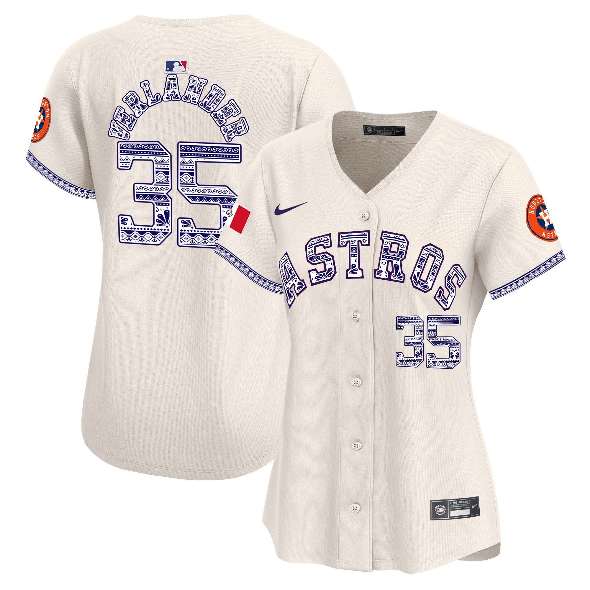 Justin Verlander 35 Houston Astros Mexico Women Baseball Jersey - Cream 