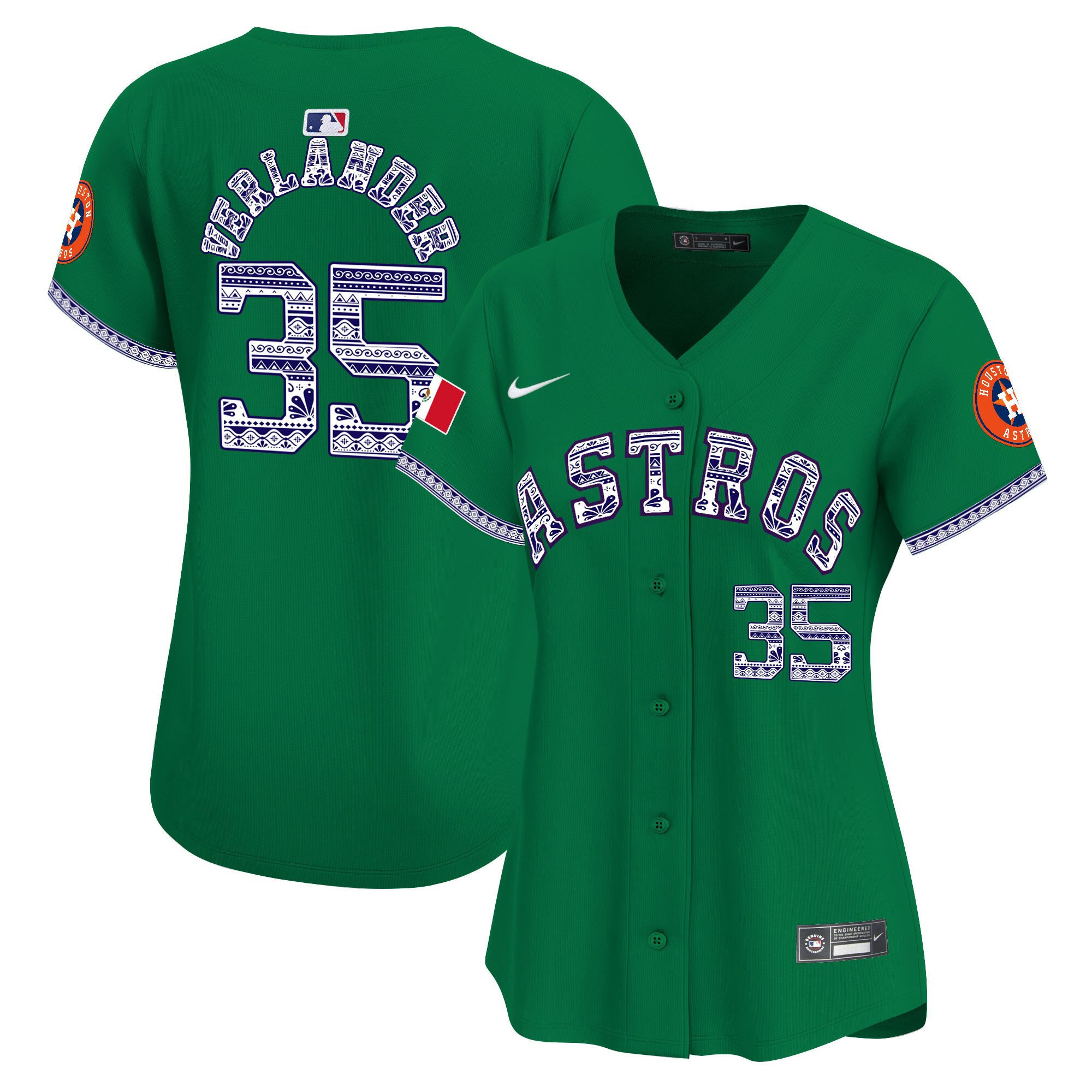 Justin Verlander 35 Houston Astros Mexico Women Baseball Jersey - Green 