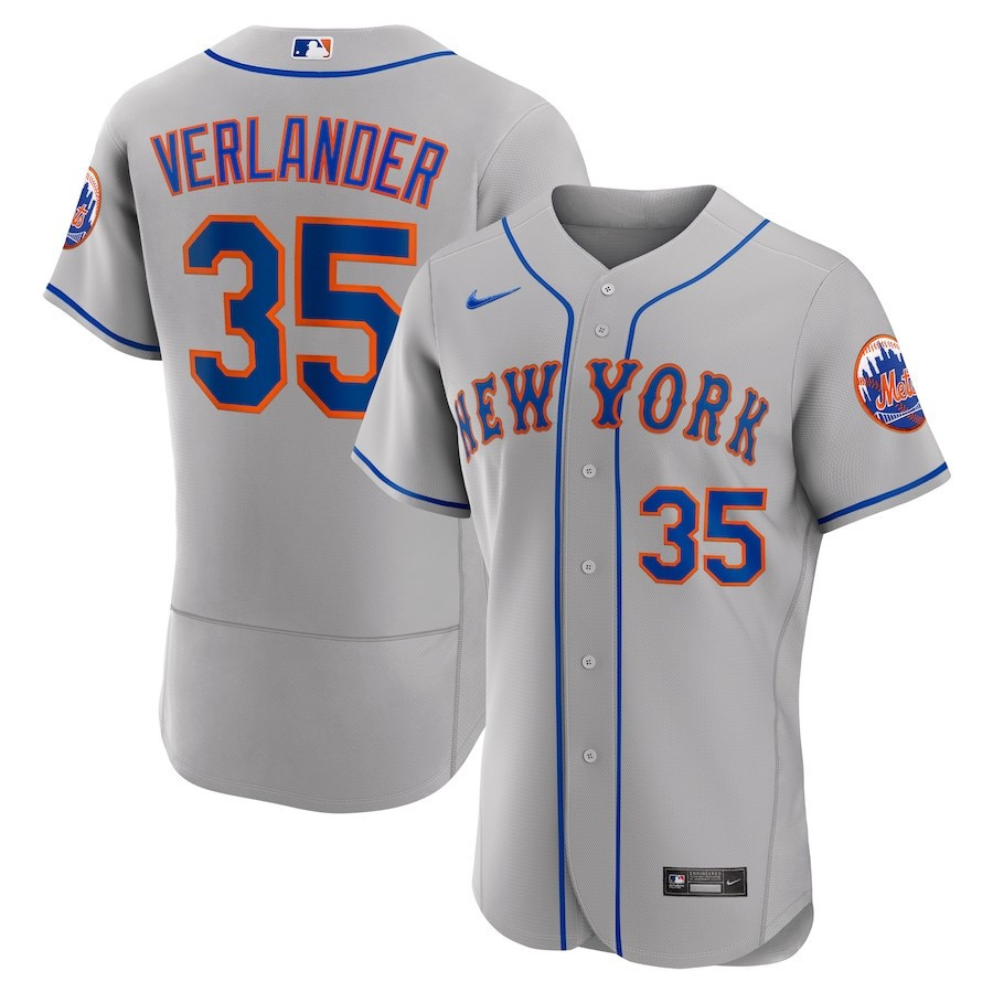 Justin Verlander 35 New York Mets Road Player Elite Baseball Jersey - Gray 