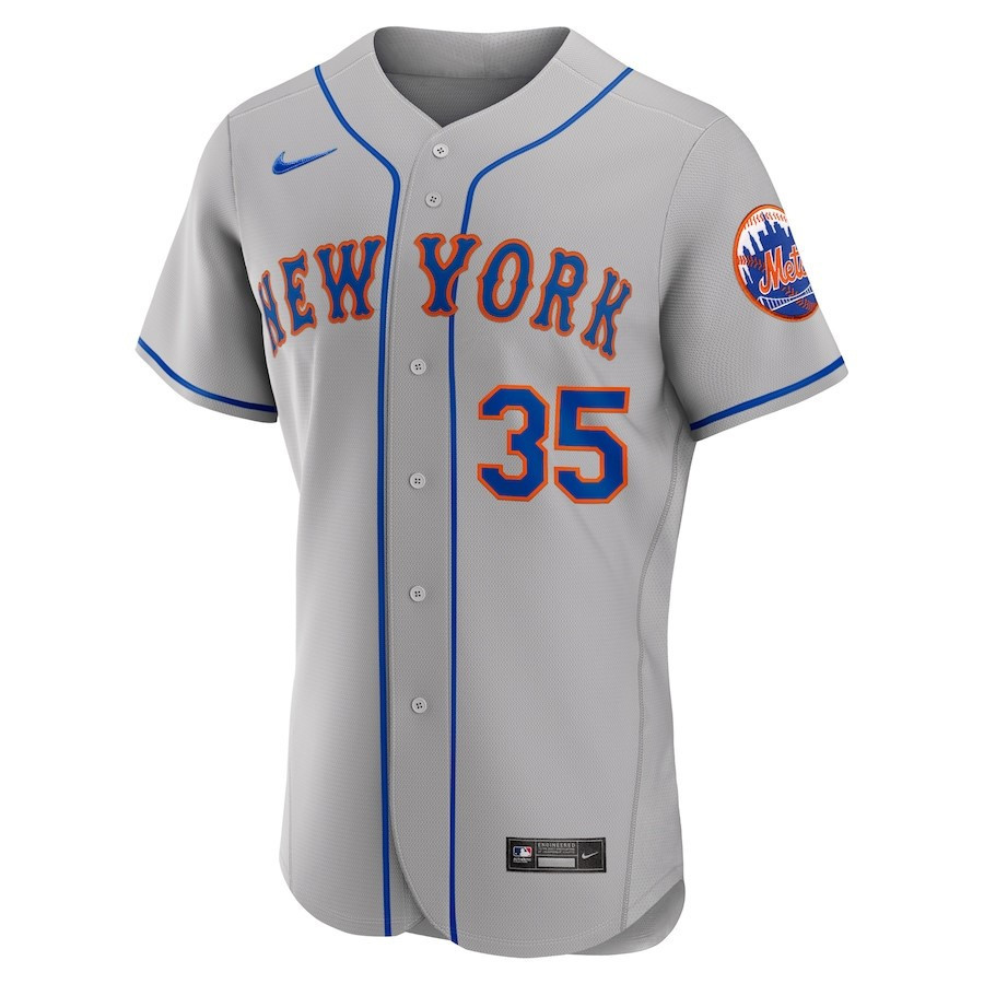 Alternative view of Justin Verlander 35 New York Mets Road Player Elite Baseball Jersey - Gray 