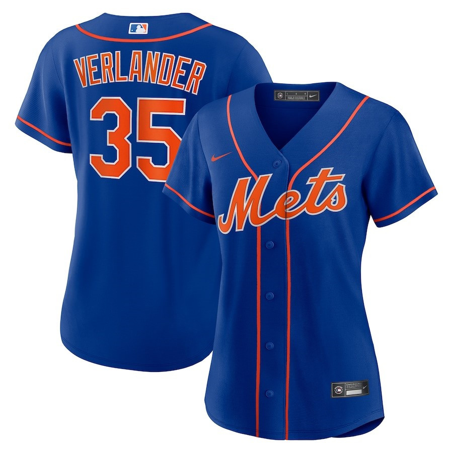 Justin Verlander 35 New York Mets Women's Alternate Player Baseball Jersey - Royal 