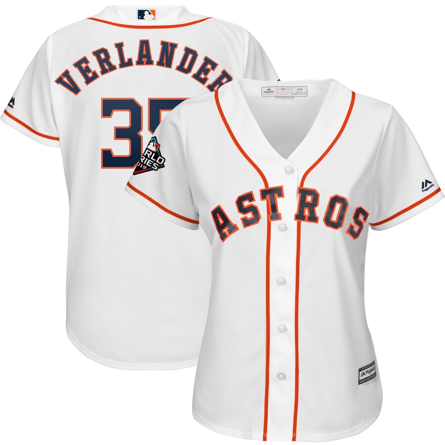 Justin Verlander Houston Astros Majestic Women's 2019 World Series Bound Official Cool Base Player Baseball Jersey - White