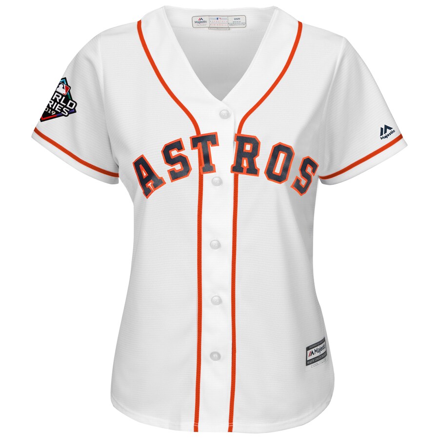 Alternative view of Justin Verlander Houston Astros Majestic Women's 2019 World Series Bound Official Cool Base Player Baseball Jersey - White